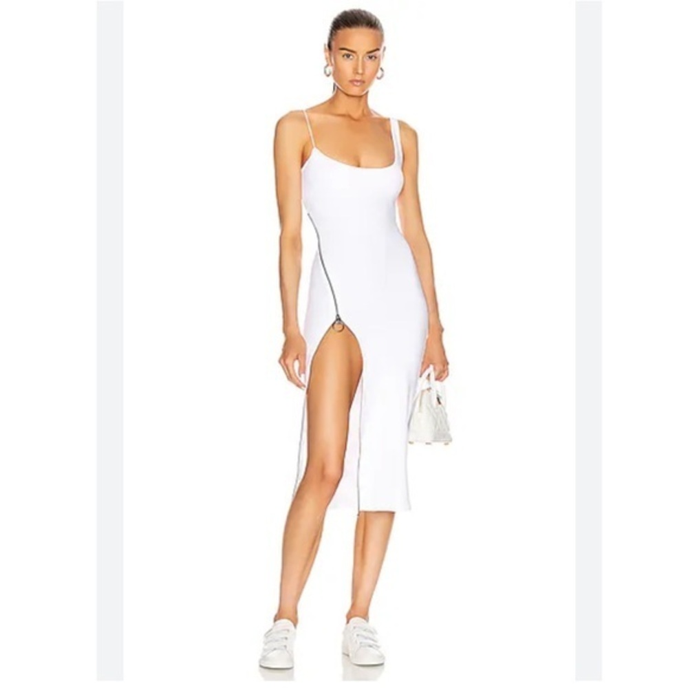 ALIX NYC Dress Grimes Midi Zip Up Bodycon in White